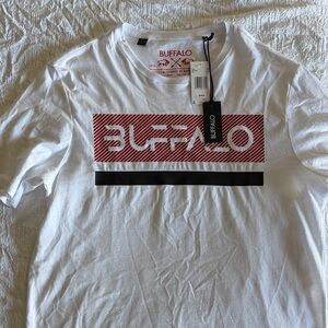 Buffalo David Bitton White Tee with Red and Black Graphic